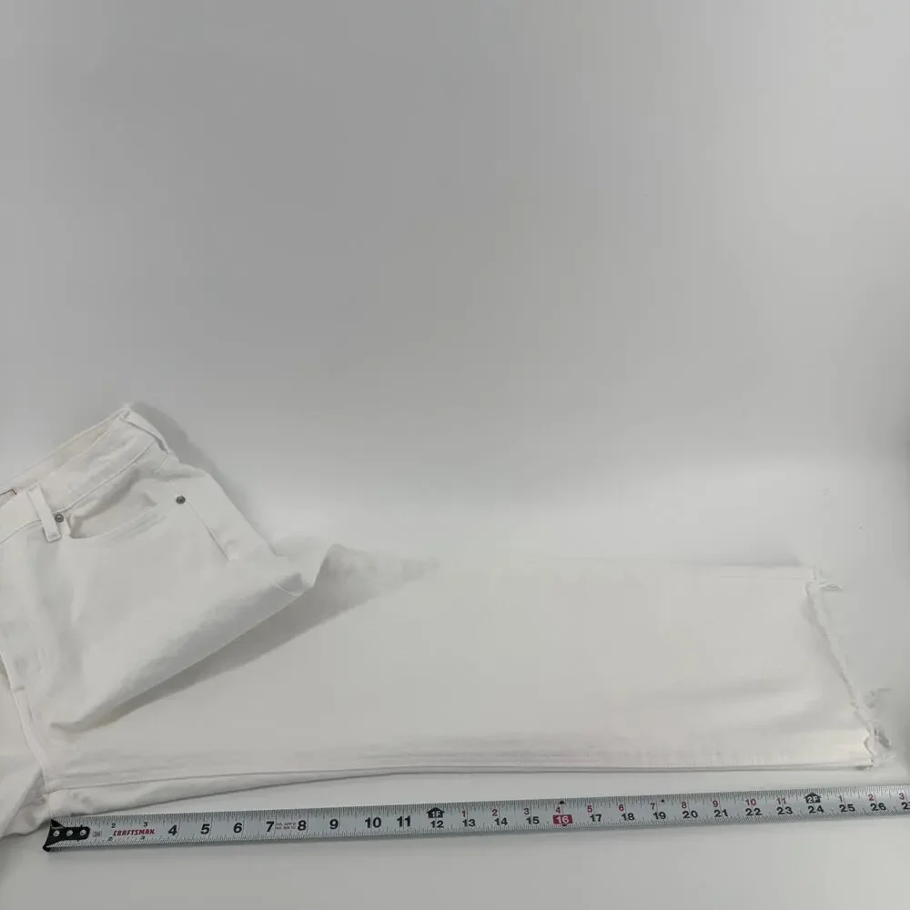 Frank & Eileen Monaghan Mom Jean Sz 32 White Denim Frayed Hem Straight Leg USA - Picture 11 of 13